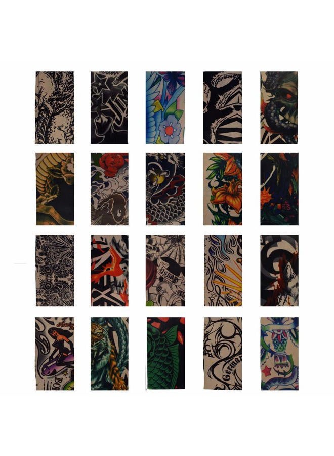 HOVEOX 20PCS Temporary Tattoo Arm Sleeves Arts Fake Temporary Tattoo Arm Sunscreen Sleeves Stockings Slip Accessories Halloween Tattoo, Multi-colored, Large (20 Count) - Image 3